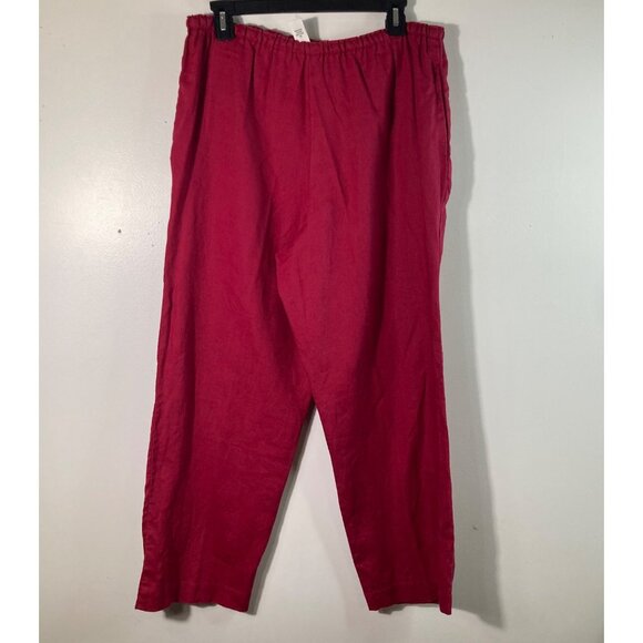 Womens Josephine Chaus Linen Pull On Pants Red MP Linen Stretch Waist - Picture 2 of 7